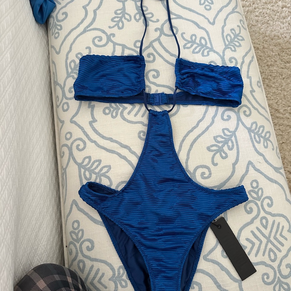Triangl Blue Textured cut out one piece